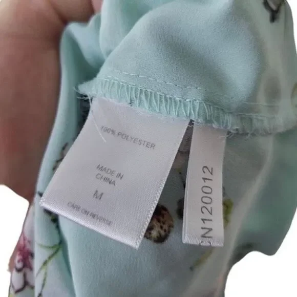 Womens Soho New York & Company Jeans Ladies Blue Floral Blouse, Long Sleeved Sur - Picture 5 of 8